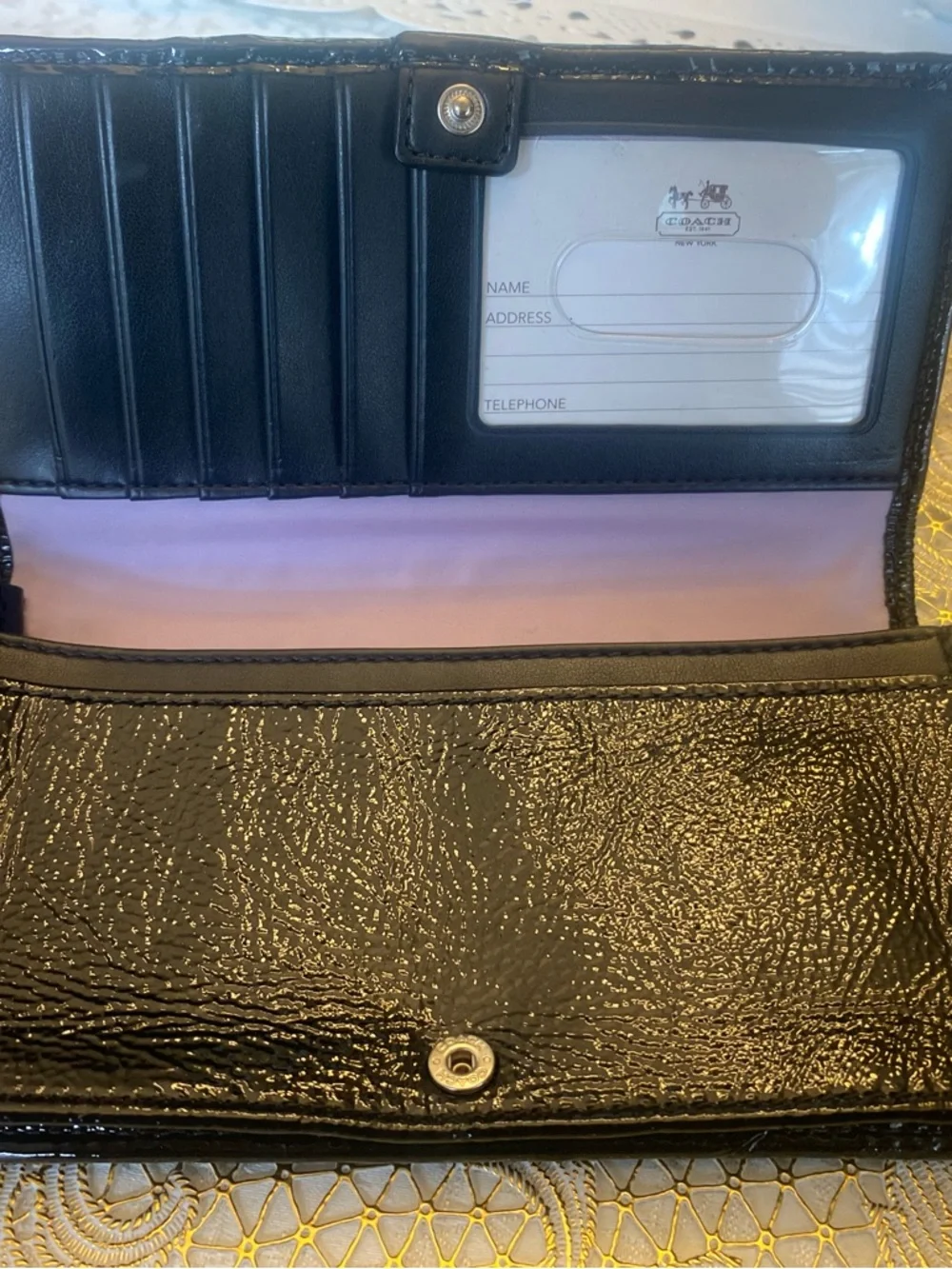 Coach Leopard Print Wristlet Wallet | Signature Canvas & Patent Leather Trim - Picture 10 of 15